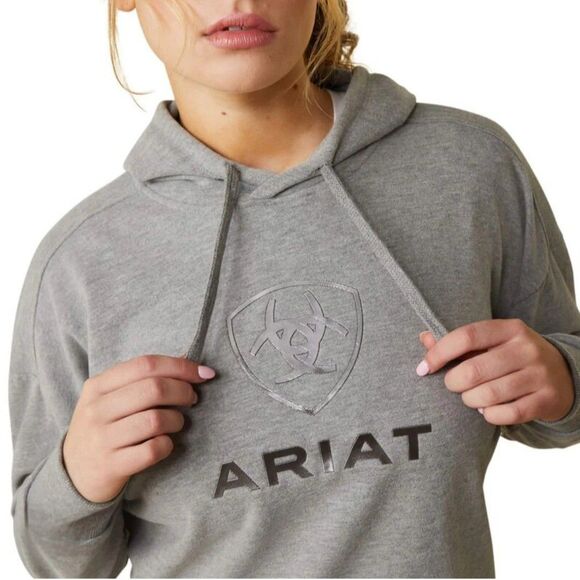 Ariat Tops - Ariat Women's Just Hoodie Heather Gray Size XL Silver Metallic Logo Western EUC